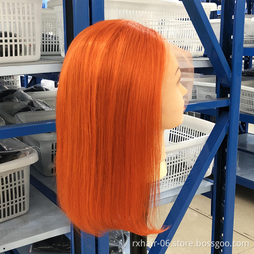 Hot Sale Brazilian Hair Cuticle Aligned Bob Lace Human Hair Wig,13X4 Lace Front Closure 350 Orange Color Wig For Black Women